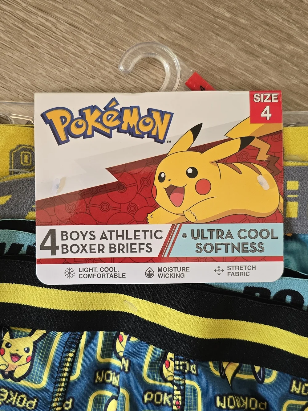 Boys' Pikachu Blue Athletic Boxer Briefs - Size 4